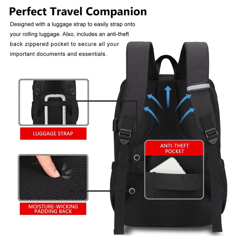 MAXTOP Deep Storage Laptop Backpack with USB Charging Port[Water Resistant] College Computer Bookbag Fits 15 Inch Laptop Black - Image 4